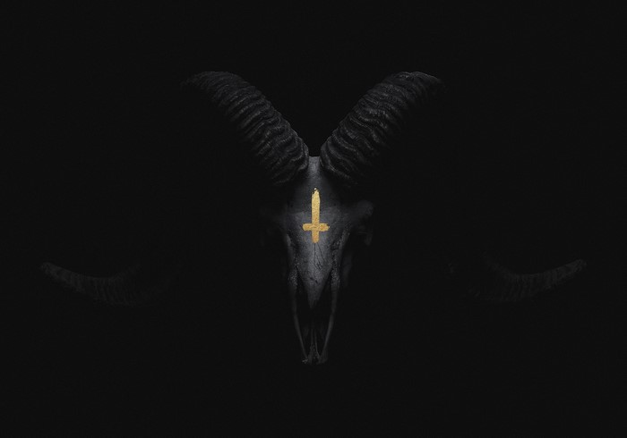Goat Skull with Inverted Cross Symbol