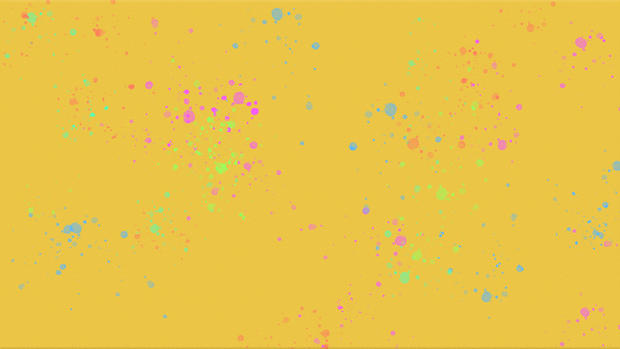 Yellow background with colorful paint splashes
