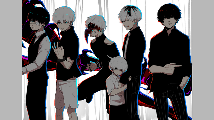 Kaneki Ken and friends from Tokyo Ghoul:re