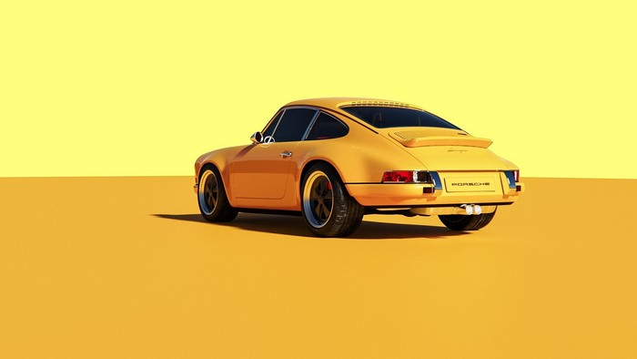 Yellow Porsche 911 on a yellow background