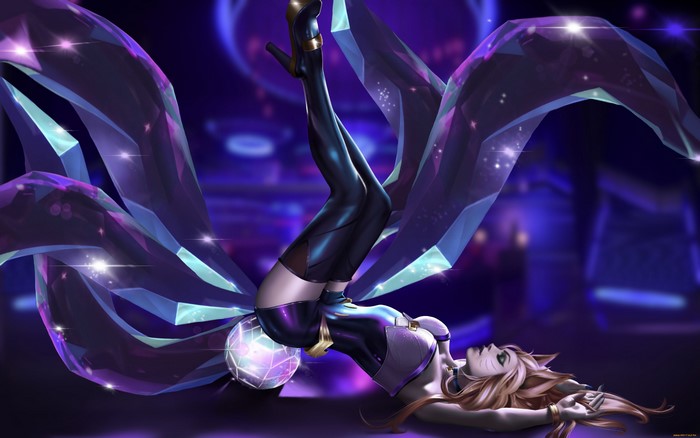 Ahri from League of Legends with tails