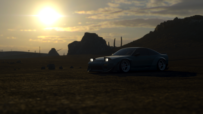 Nissan 180SX in Forza Horizon 4 at sunset