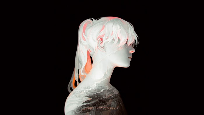 Profile of a woman with white hair by Valentina Remenar