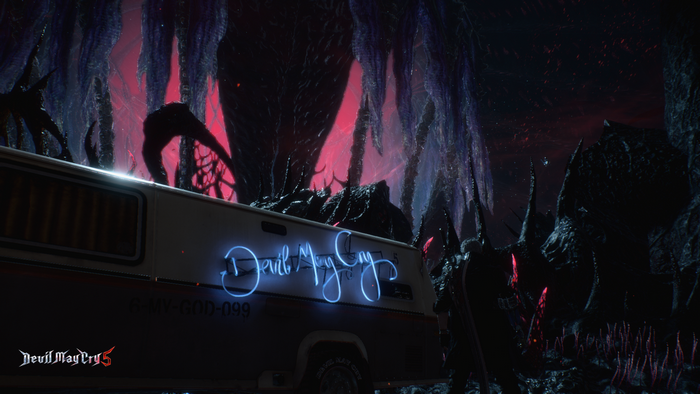 Devil May Cry 5 Van with Neon Sign
