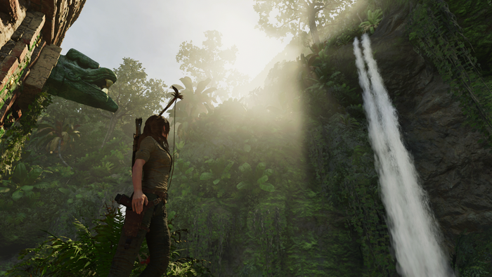 Lara Croft from Shadow of the Tomb Raider in a jungle