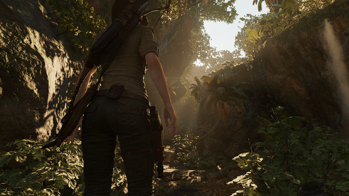 Lara Croft from Shadow of the Tomb Raider in a jungle