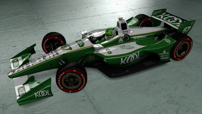 Team Kool Green IndyCar with driver