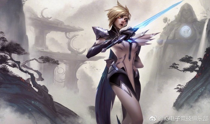 Fiora from League of Legends with a sword