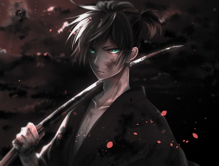 Yato from Noragami holding a katana