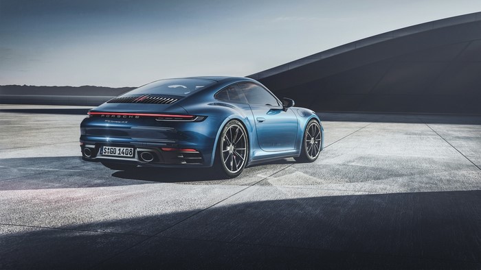 Blue Porsche 911 Carrera S parked outdoors