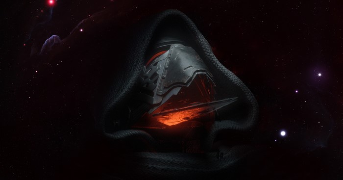 Kylo Ren mask in space with nebula