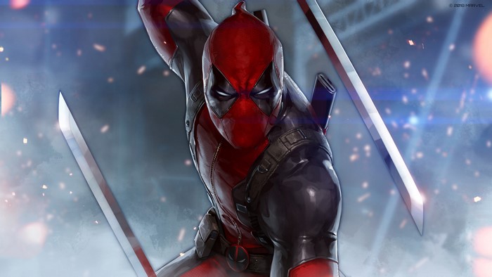 Deadpool from Marvel Future Fight with Swords