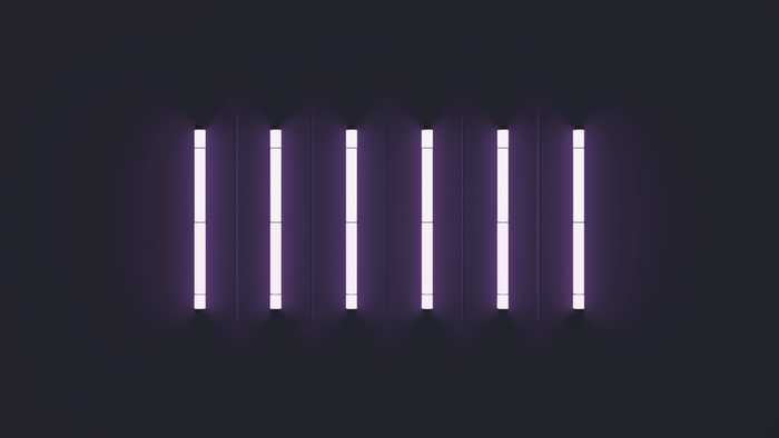 Minimalist dark background with purple neon lights
