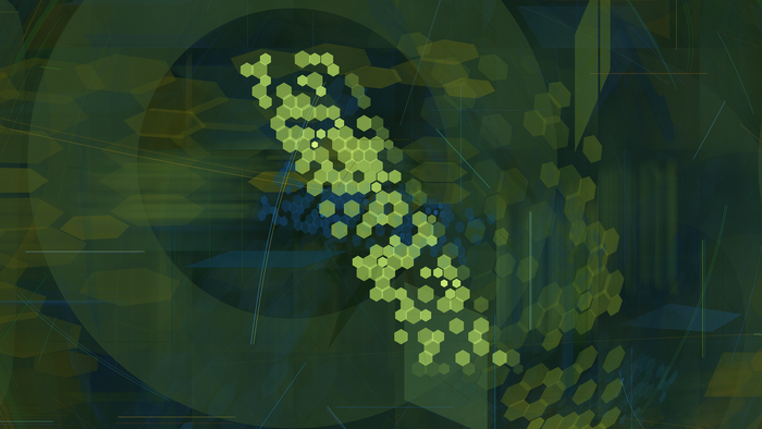 Abstract digital art with hexagonal patterns