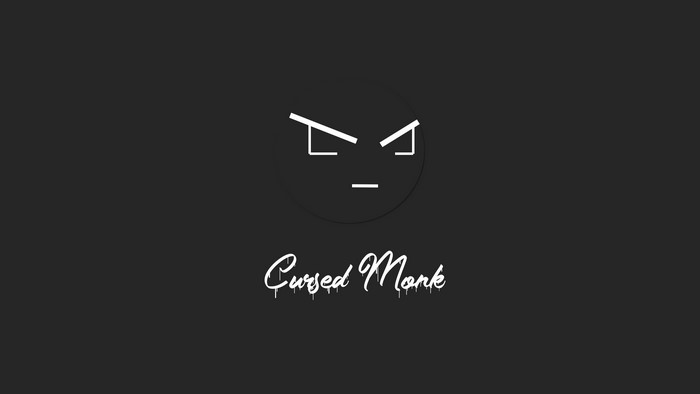 Minimalist Cursed Monk logo with angry face