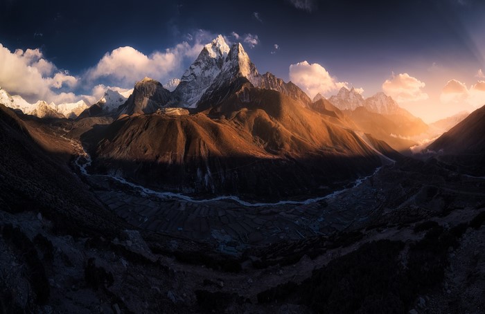 Ama Dablam mountain in Tibet during sunset