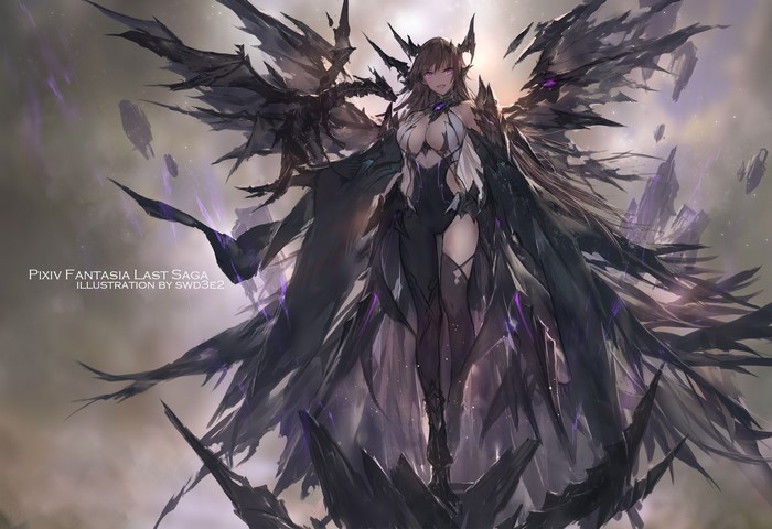 artwork, anime, Pixiv Fantasia, fantasy girl, wings, anime girls ...