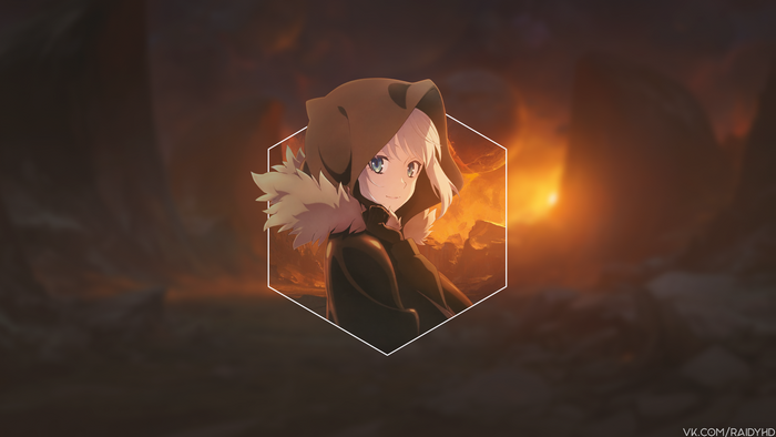 Anime girl with hood and fur collar
