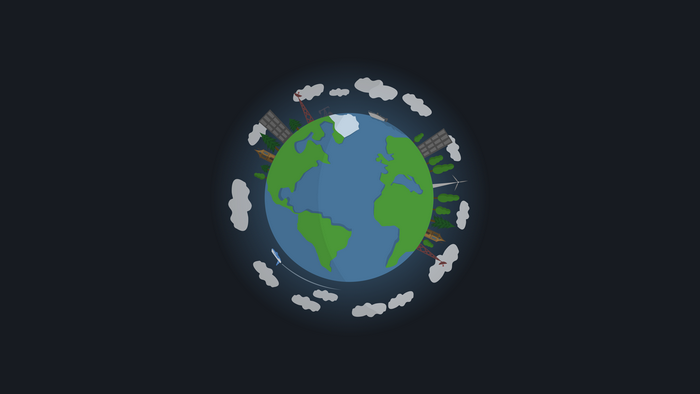 4K Vector Art of Earth with Cityscape and Clouds