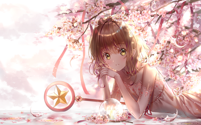 Kinomoto Sakura from Cardcaptor Sakura with cherry blossoms