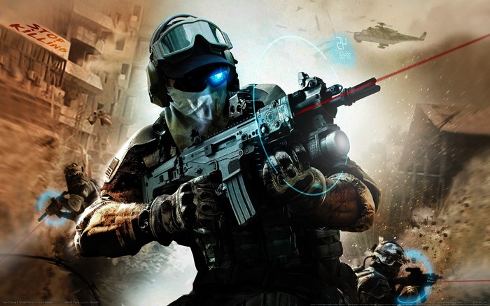 Soldier aiming rifle in Tom Clancy's Ghost Recon: Future Soldier