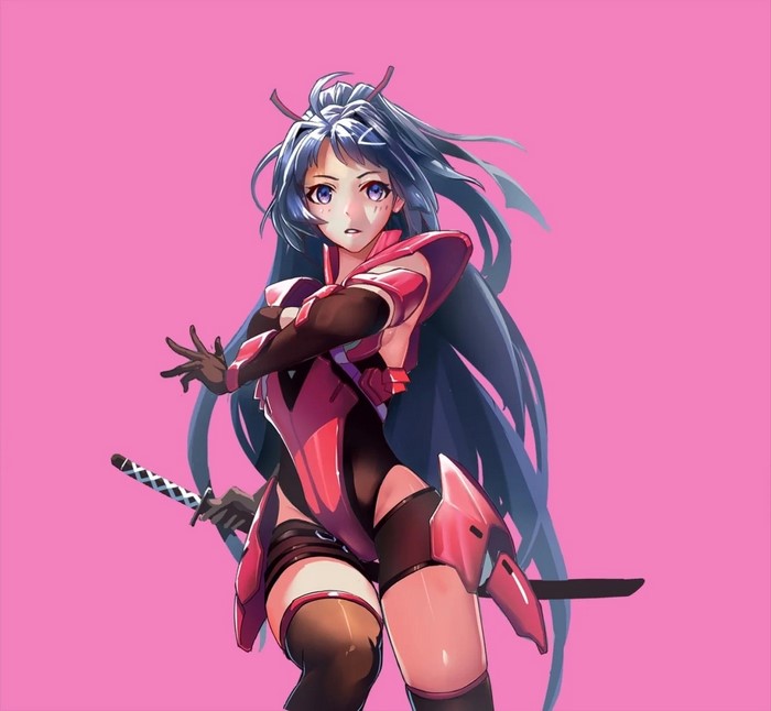 Anime girl with blue hair and sword from Honkai Impact