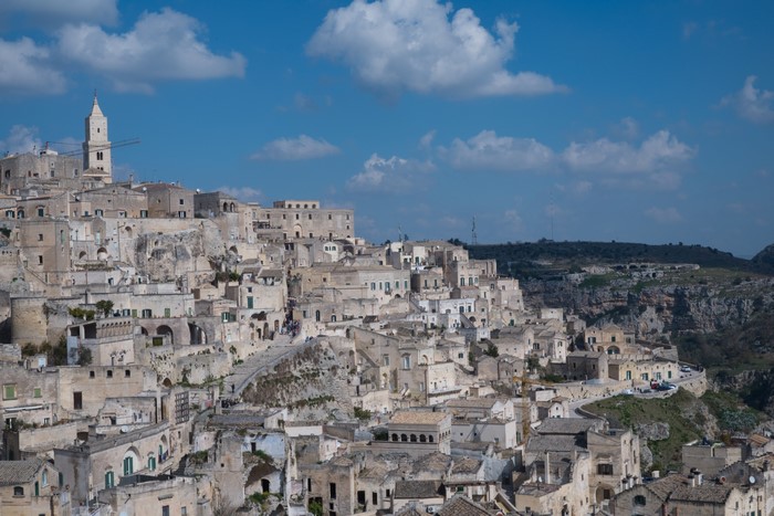 4K Matera city landscape in Italy