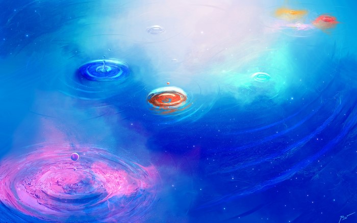 Abstract colorful space art with ripples