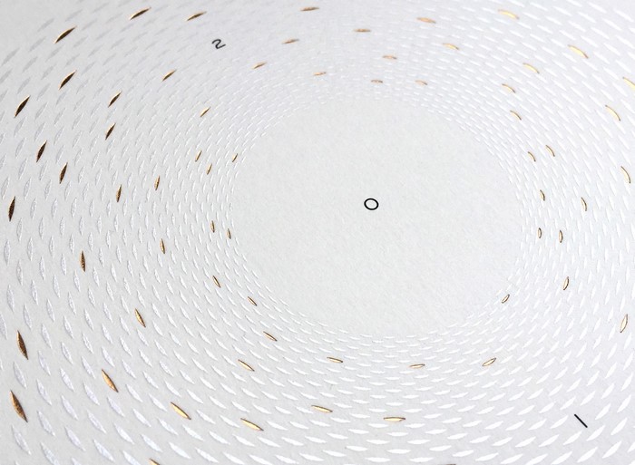 Abstract spiral pattern with numbers and circle
