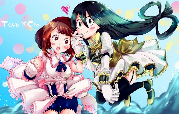 Tsuyu Asui and Ochaco Uraraka from My Hero Academia
