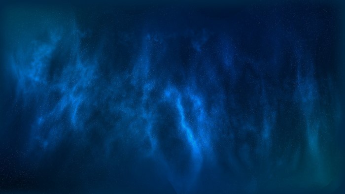Blue nebula with glowing particles in space