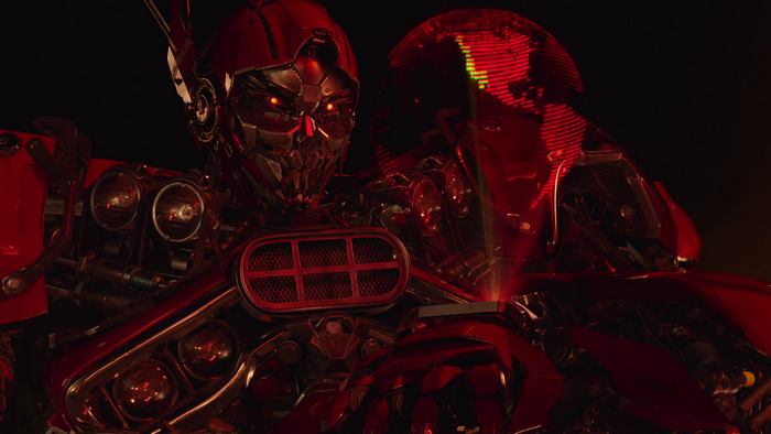 Bumblebee Robot with Red Holographic Globe