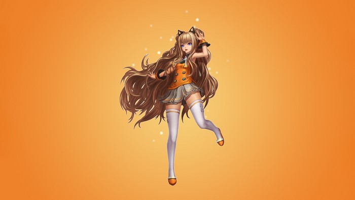SeeU from Vocaloid with long blonde hair and blue eyes