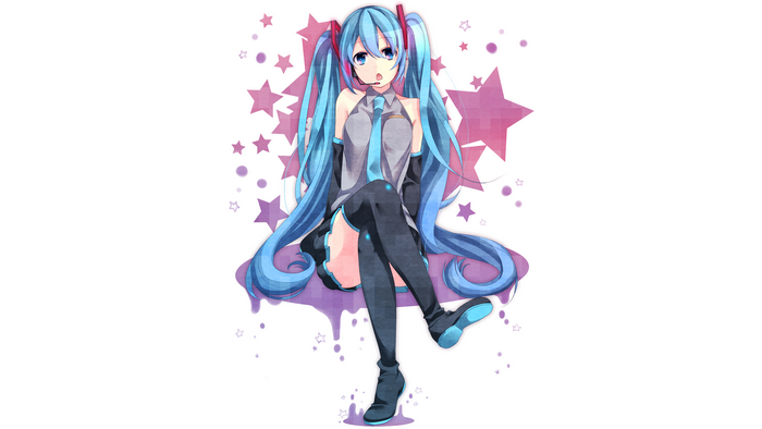 Hatsune Miku from Vocaloid with blue twintails