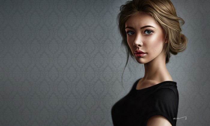 Artwork of a woman with a simple background