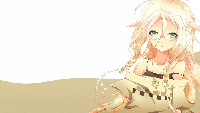 IA from Vocaloid with blonde hair and glasses