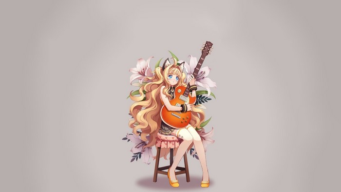 SeeU the Vocaloid with a guitar and flowers