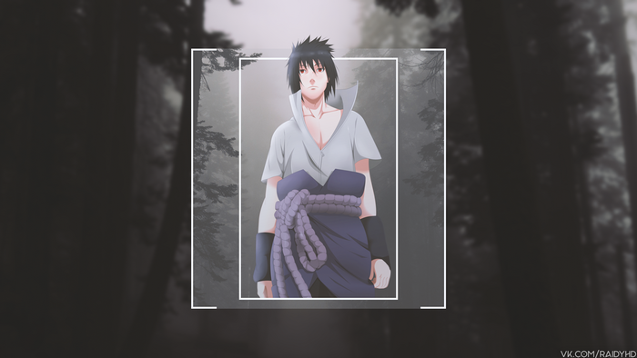 Sasuke Uchiha from Naruto in a forest