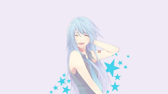 Anime girl with blue hair and a tie