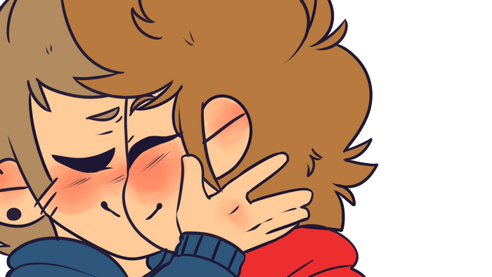 Two characters from Eddsworld embracing