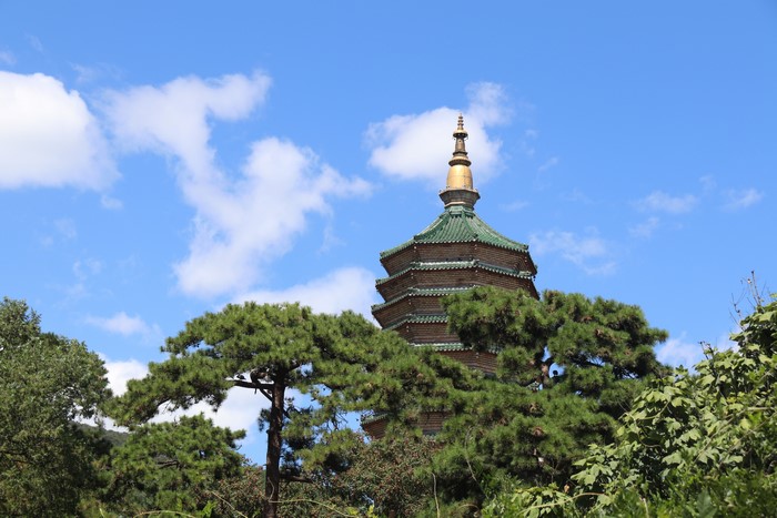 Pagoda in Beijing under a blue sky