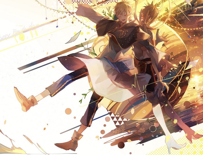 Asta and Yuno from Black Clover celebrating