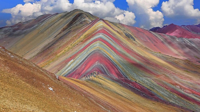 Rainbow Mountain landscape with clouds