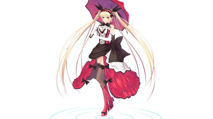 Mistral from Shining Heart holding an umbrella