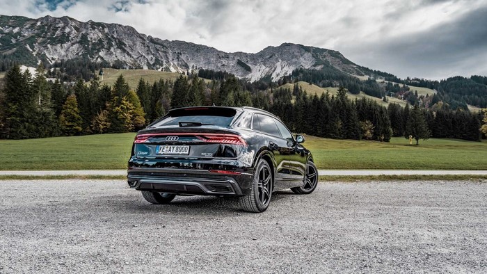 Black Audi Q8 ABT 2019 in the Alps