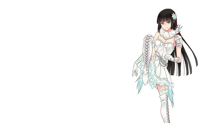 Anime girl in white dress with long black hair