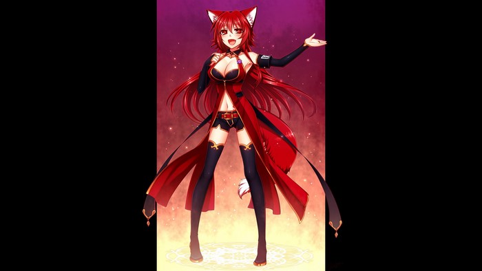 Redhead anime girl with animal ears and tail