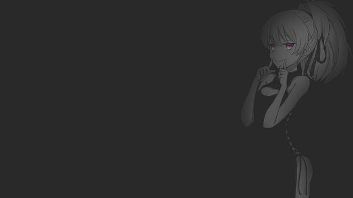 Anime girl with pink eyes and black dress