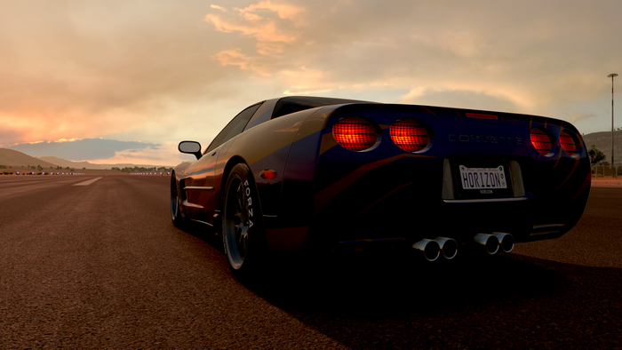 Corvette from Forza Horizon 3 on a runway