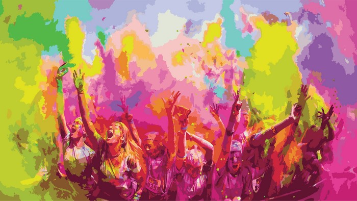 People celebrating with color powder